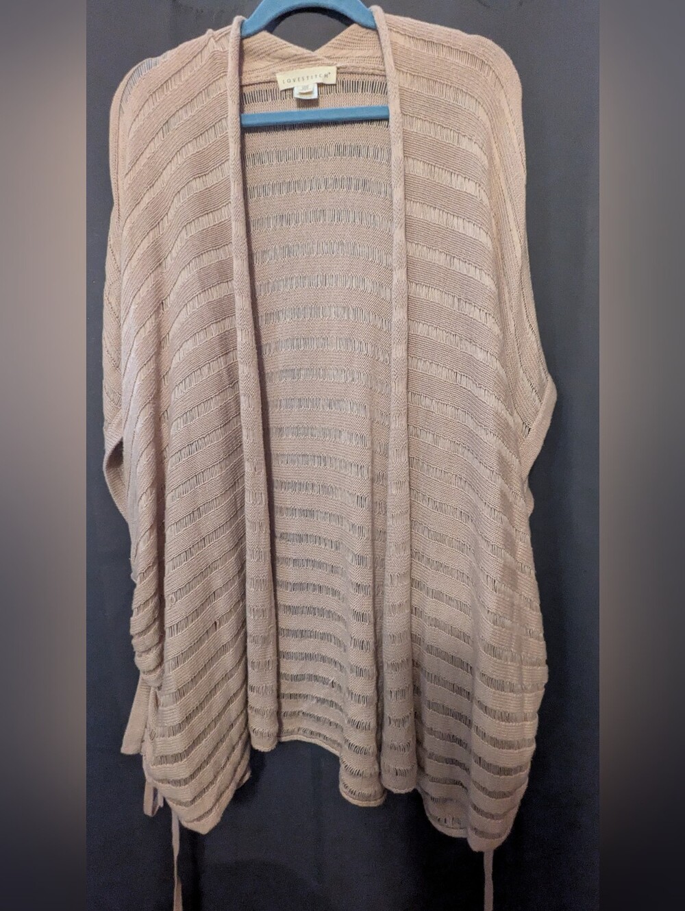 Lovestitch Taupe (Pink) Open-Front Knit Cardigan